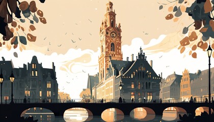 Amsterdam Netherlands cityscape (ai generate)