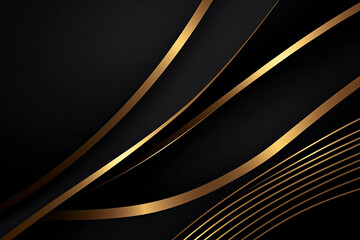 Abstract elegant gold lines diagonal scene on black background. Template premium award design