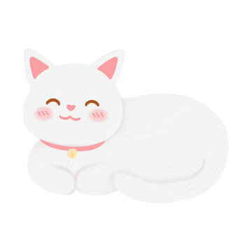 illustration happy cute cat doodle cartoon by digital painting oil color style