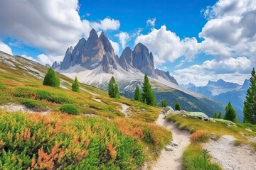 Obraz premium famous Italian National Park Tre Cime di Lavaredo. Dolomites, South Tyrol. Auronzo