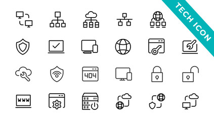 Information Technology web icon set in line style. Network, web design, website, computer, software, progress,programming, data, internet, collection