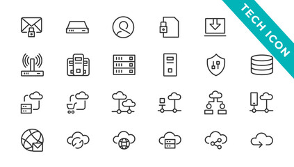 Information Technology web icon set in line style. Network, web design, website, computer, software, progress,programming, data, internet, collection