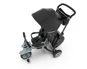 Baby Stroller isolated on transparent background. 3d rendering - illustration