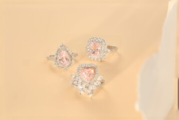 Women pink gemstone rings
