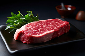Raw Japanese beef sirloin steak
