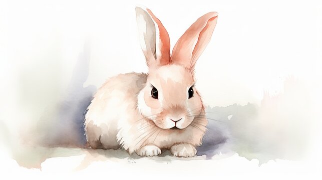 Cute Bunny Watercolor Painted Generative AI