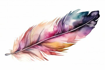 Hand drawn watercolor feather Generative AI
