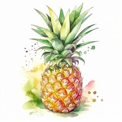 pineapple watercolor illustration Generative AI