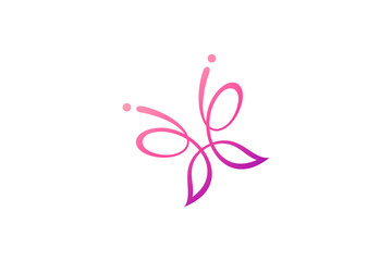 flying butterfly line art style logo