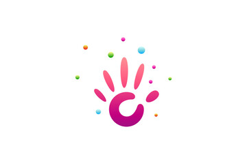 hand and bubble colorful gradient logo design