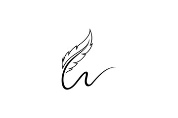signature feather logo template design