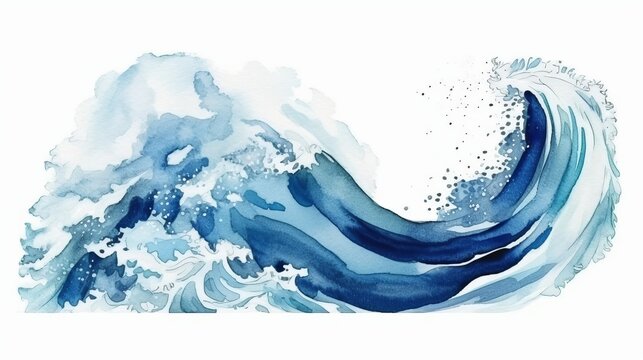 Sea wave. Abstract watercolor hand drawn illustration Generative AI
