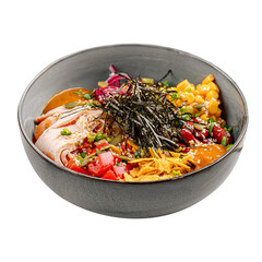 png portion of sous vide chicken poke bowl