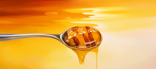 Honey dripping on the spoon