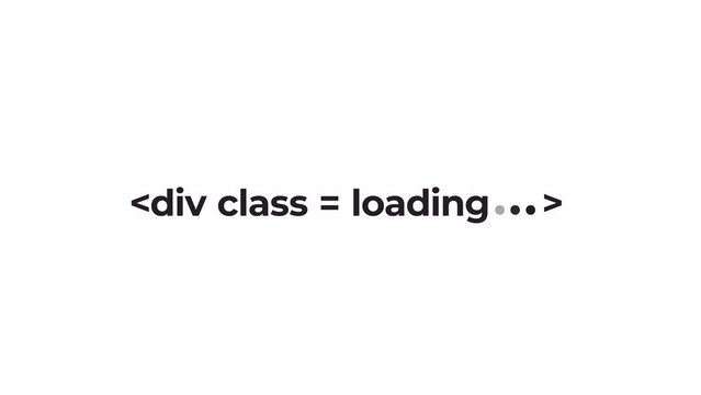 Animated bw div class loader. Programming course. Text 4K video footage on white background. Monochrome loading wait-animation progress indicator with alpha channel transparency for UI, UX web design