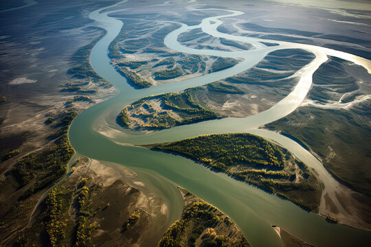 View From Space On The Delta Of Yukon River