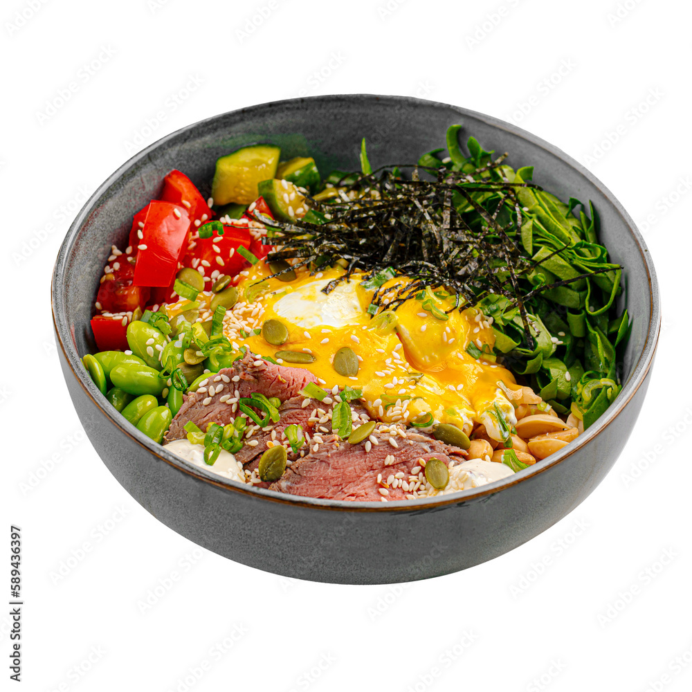 Wall mural portion of poke bowl with beef pastrami - Wall murals