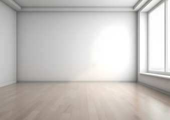 Empty white office interior, featuring a large window that floods the area with natural light, creating a sense of spaciousness and tranquility - a perfect atmosphere for productivity. Generative AI