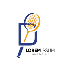 Letter D Initial Badminton Racket Logo Design Vector Icon Graphic Emblem Illustration