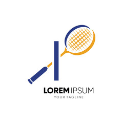 Letter I Initial Badminton Racket Logo Design Vector Icon Graphic Emblem Illustration
