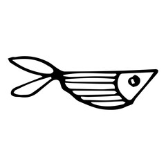 Simple hand-drawn illustration of a fish, perfect for coloring pages and design projects vector