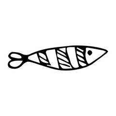 Fish. Hand drawn vector illustration. Doodle style