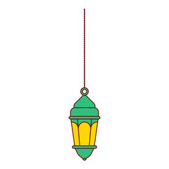 a green hanging lantern as decoration or ornament element flat design illustration style