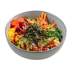 png portion of shrimp poke bowl with cashew
