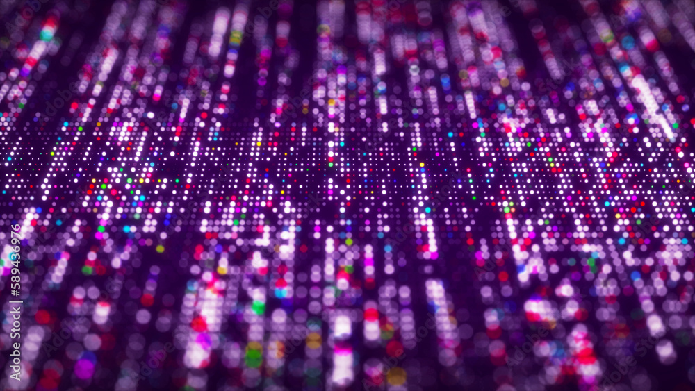 Poster futuristic background from purple shining dots. abstract mesh background. big data visualization. 3d