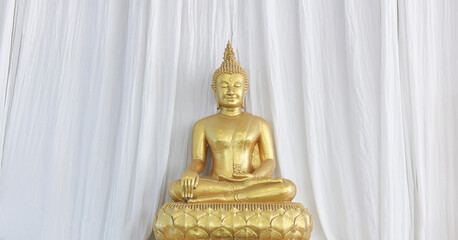 buddha on white curtain