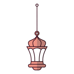 a red hanging lamp with cable flat design style illustration for ramadan and eid celebration decoration element