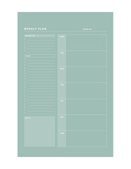 (Nature) weekly planner. Vector Print template.