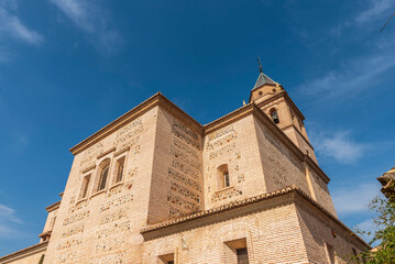 Photographs taken from various angles of the Al-Hamra palace in Granada, Andalusia, Spain.