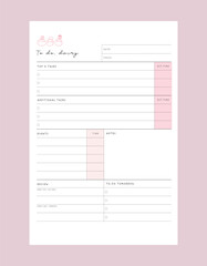 (smile bean) Daily planner. Vector Print template.