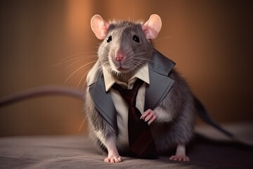 rat posing in business suit 