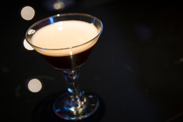 Expresso martini cocktail in a fancy bar in New York.