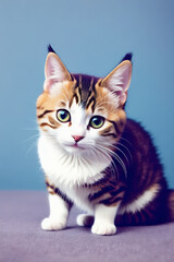Obraz premium Portrait of a adorable cat, funny and cute face closeup, isolated on beautiful bokeh background, created with generative ai 