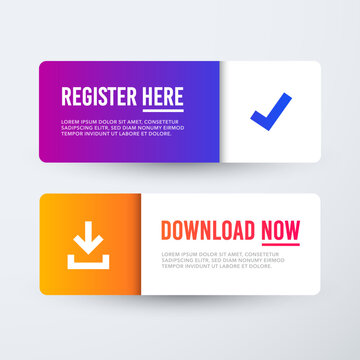 Colorful User Interface Pop Up With Register Here And Download Now