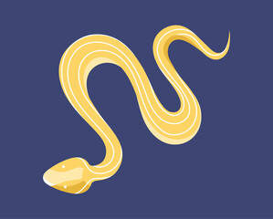 Yellow snake concept. Cobra and anaconda, tropical and exotic animal, colorful jungle lizard. Wild life and fauna, biology. Dangerous serpent. Cartoon flat vector illustration