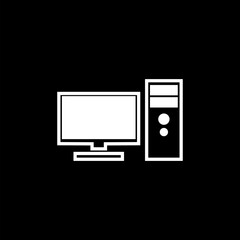 Computer icon symbol  isolated on black background 