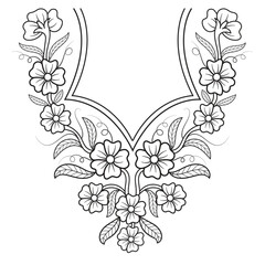 Textile Fabric neck design, pattern traditional, floral necklace embroidery design for fashion women clothing Neckline design for textile print.