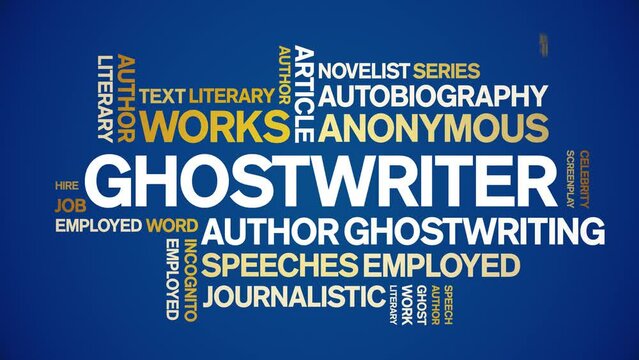Ghostwriter animated tag word cloud;text design animation kinetic typography seamless loop.