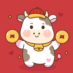 Chines cow zodiac animal happy new year