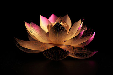 lotus flower on dark background, generative AI