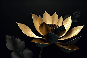 lotus flower on dark background, generative AI