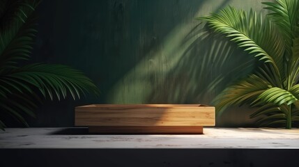 Background table with nature elements  for presentation  of a product