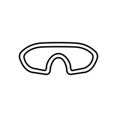 Silhouette symbol of сlassic snowboard ski goggles icon. Vector illustration.