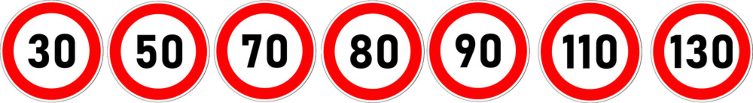 Groupe de panneaux routiers français: Limitation de vitesse	