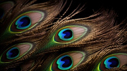 Obraz premium Vibrant Peacock Feathers in Close-Up 