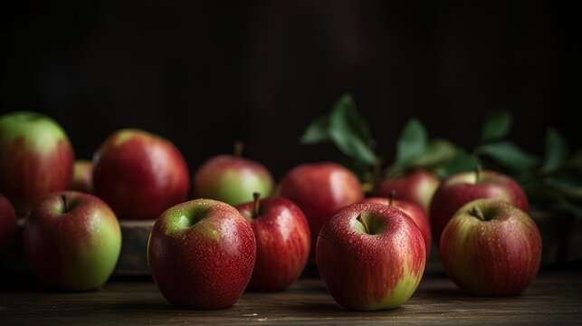 Crisp and Juicy Close-Up of Fresh Red Apples with Green Stems Arranged in Rows